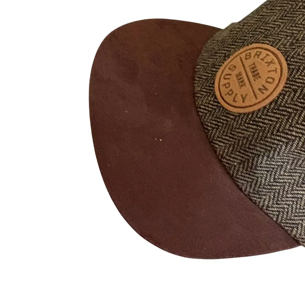 Brixton Wool Blend Herringbone Tweed Faux Suede Baseball Hat Indie Streetwear